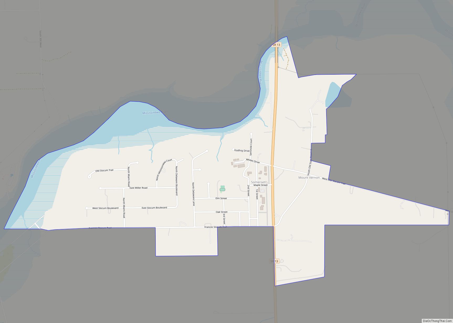 Map of Somerset CDP, Indiana