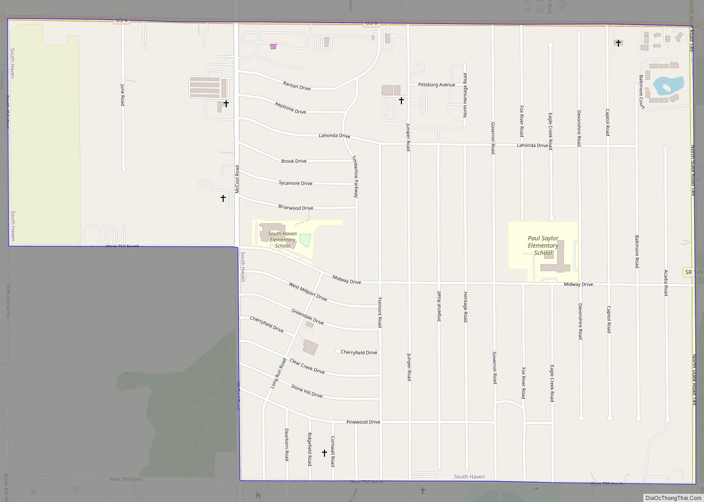 Map of South Haven CDP, Indiana