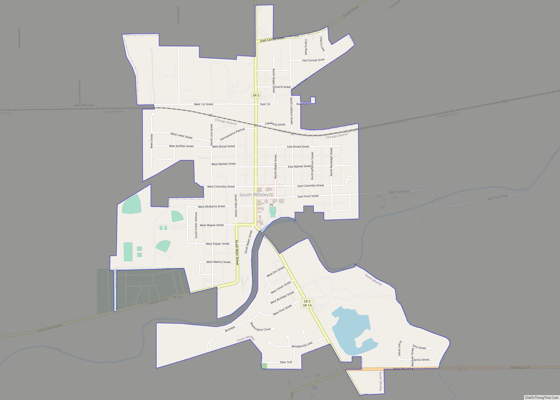 Map of South Whitley town