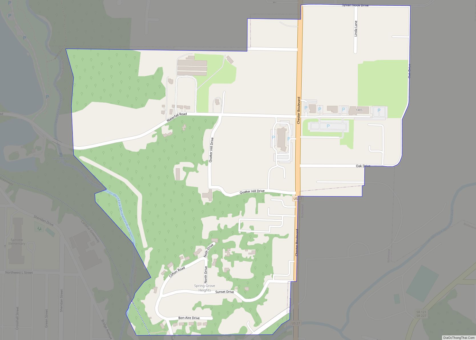 Map of Spring Grove town, Indiana