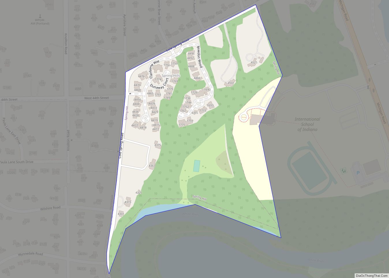 Map of Spring Hill town, Indiana