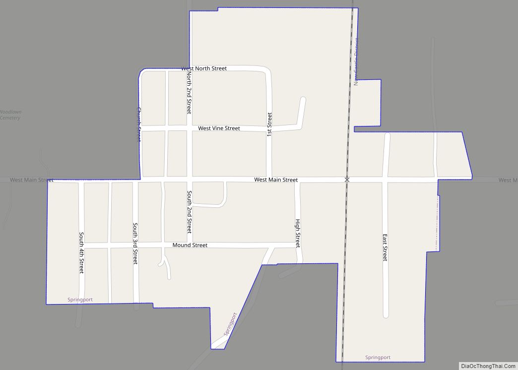 Map of Springport town, Indiana