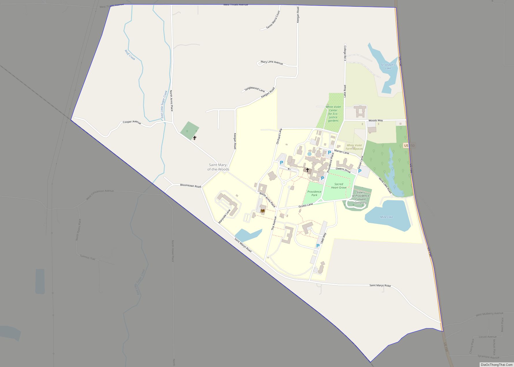 Map of St. Mary of the Woods CDP