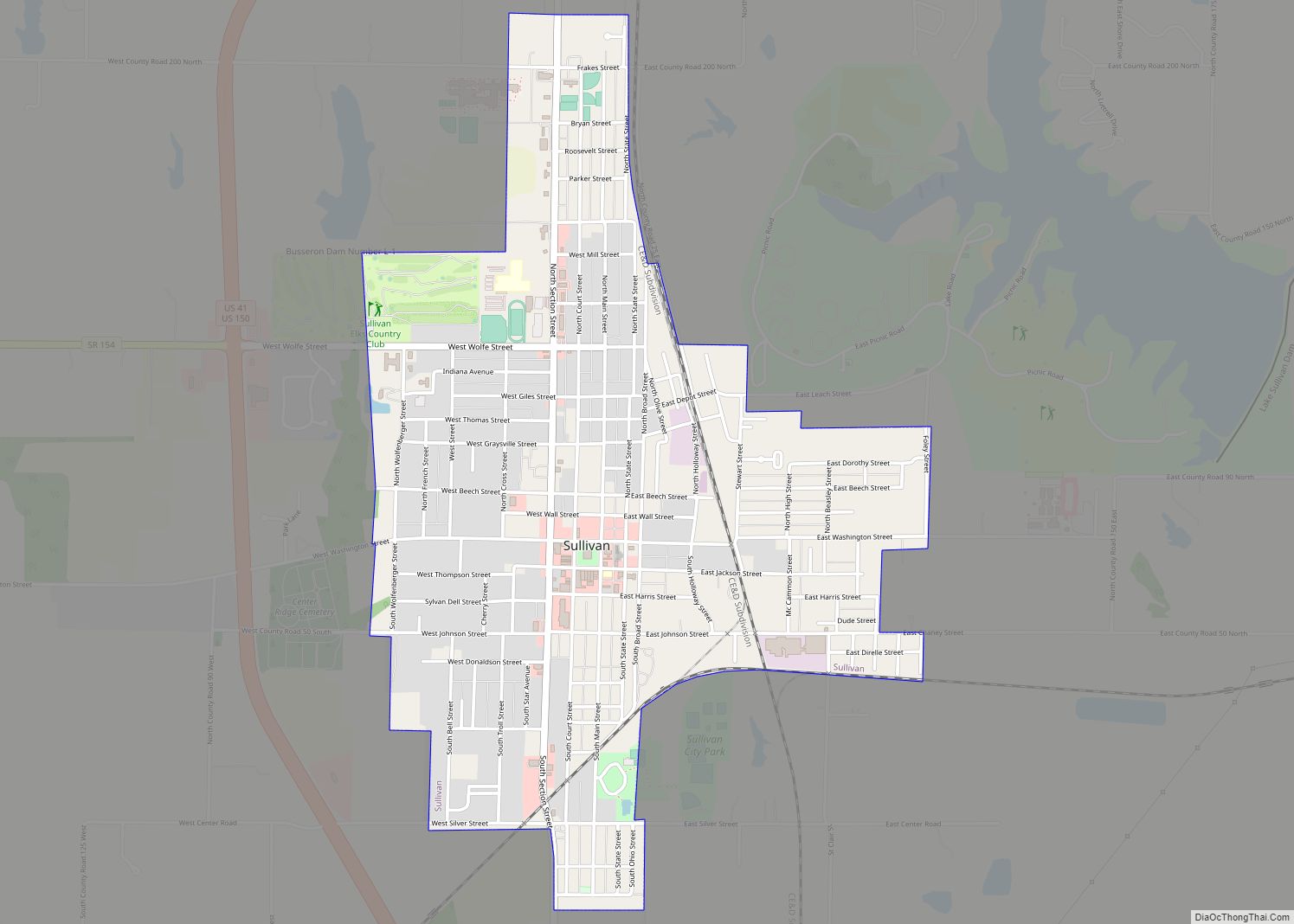 Map of Sullivan city, Indiana