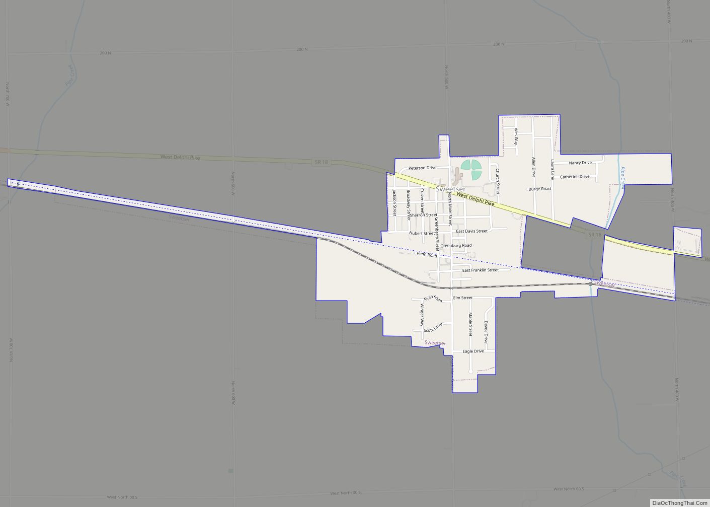 Map of Sweetser town