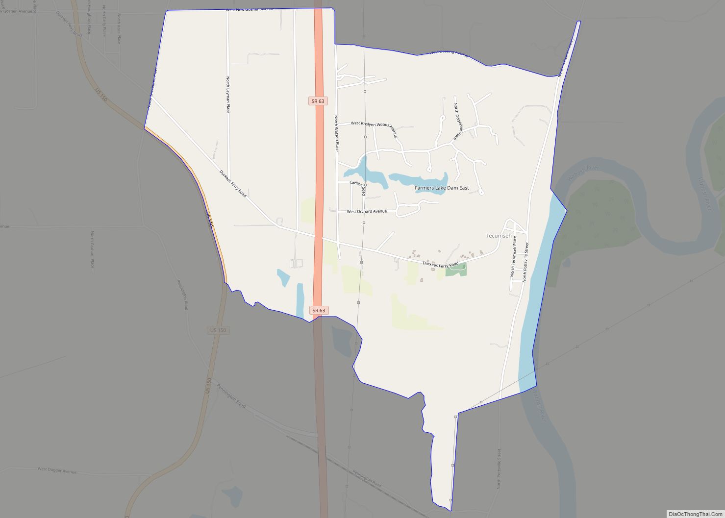 Map of Tecumseh CDP, Indiana