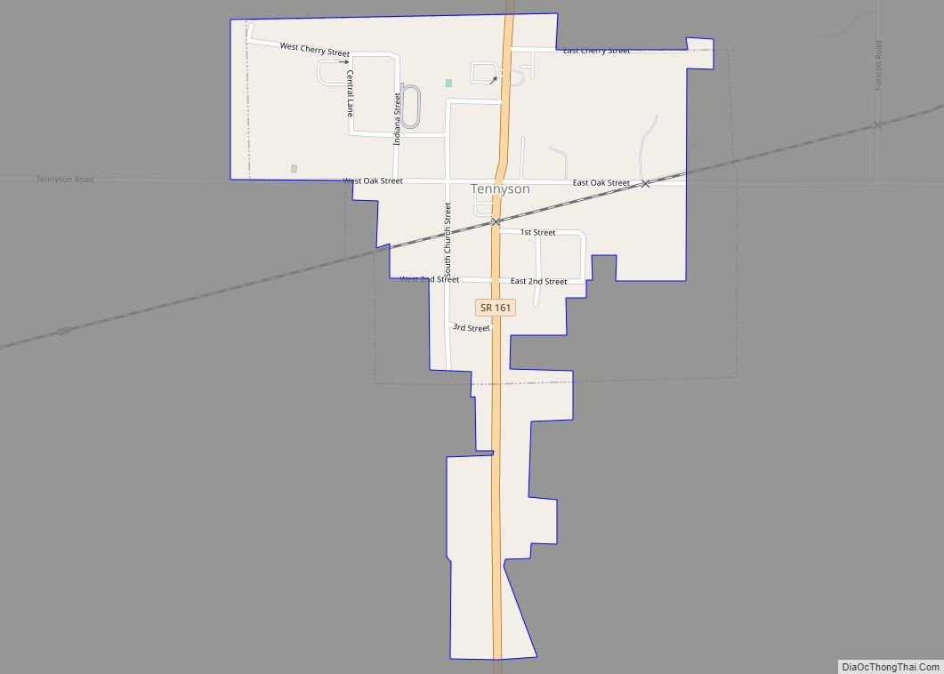 Map of Tennyson town, Indiana