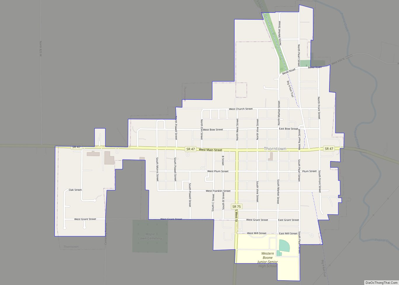 Map of Thorntown town