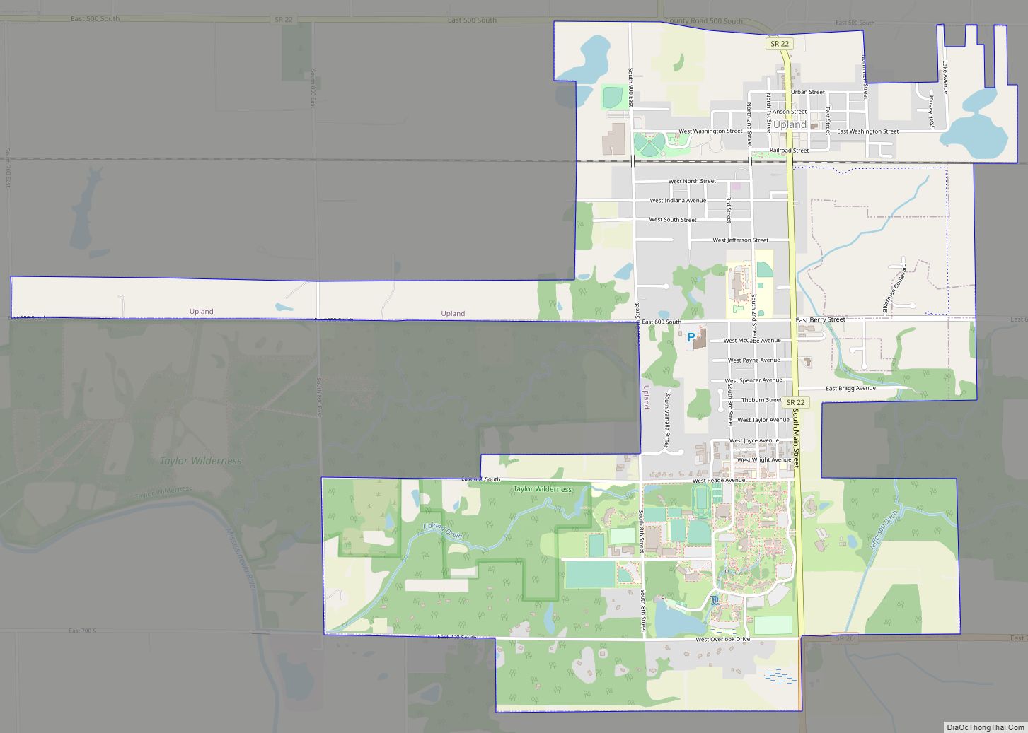 Map of Upland town, Indiana