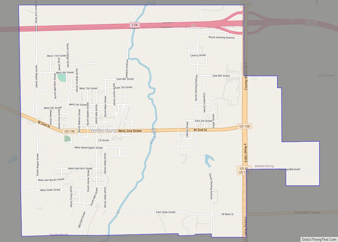 Map of Veedersburg town