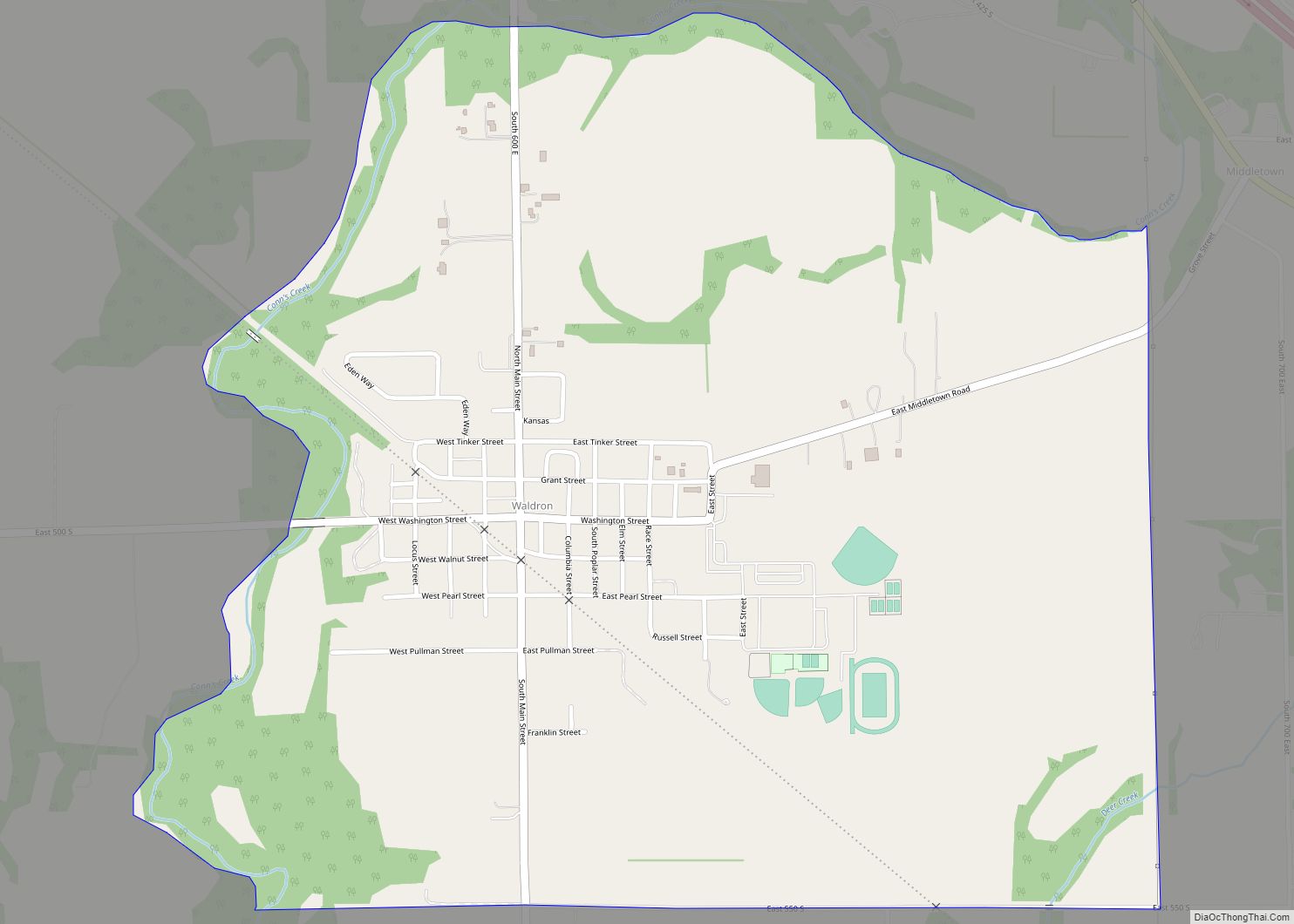 Map of Waldron CDP, Indiana