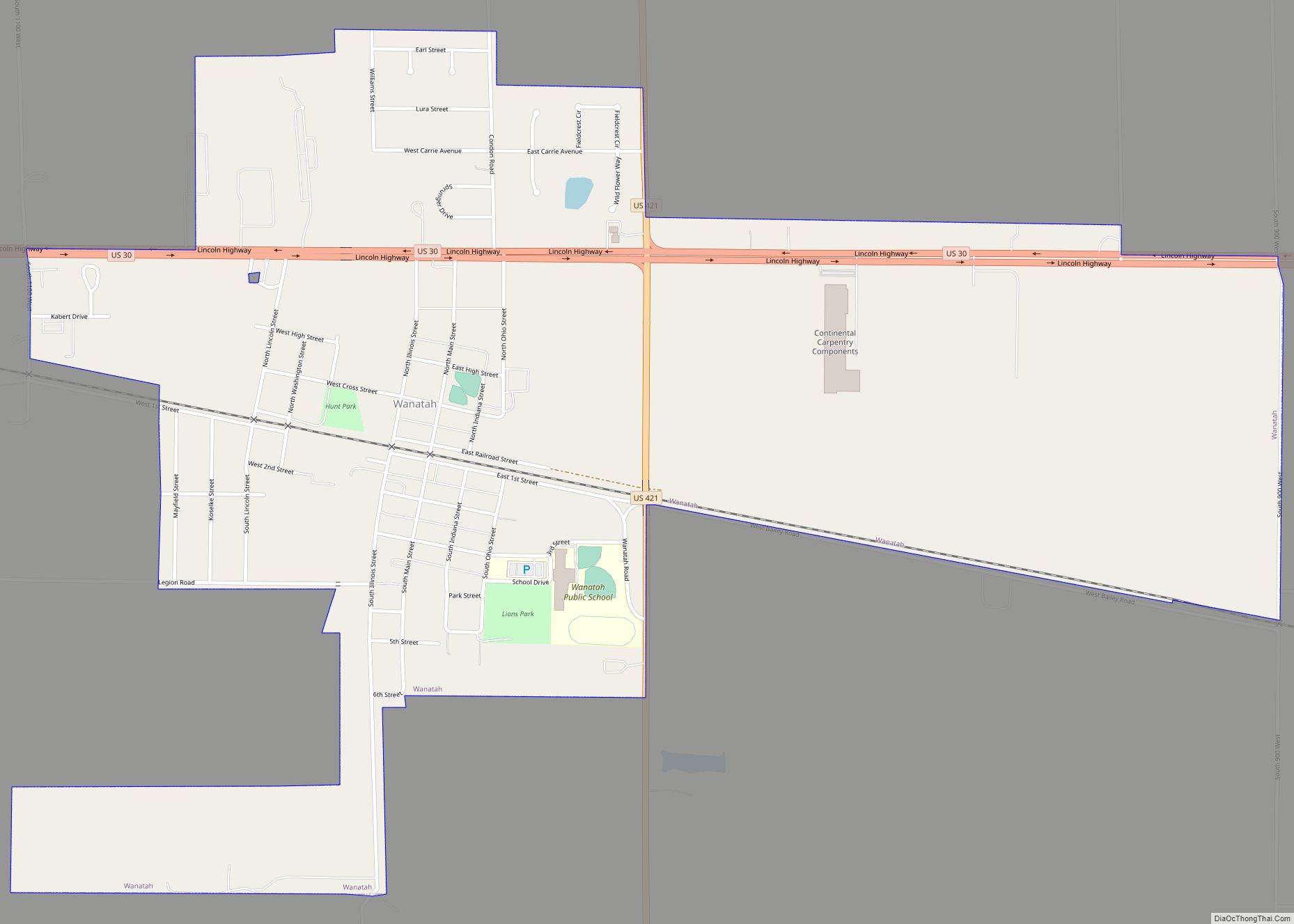 Map of Wanatah town