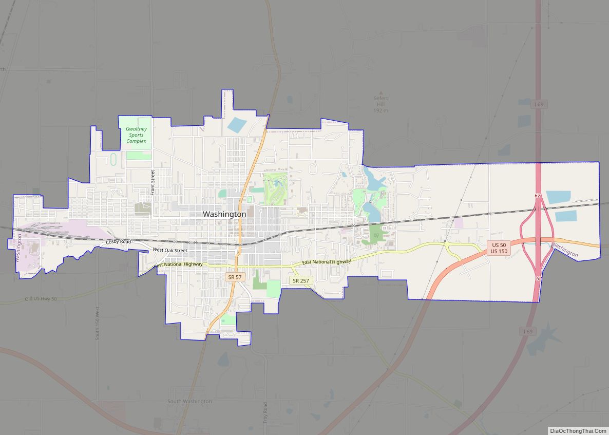 Map of Washington city, Indiana