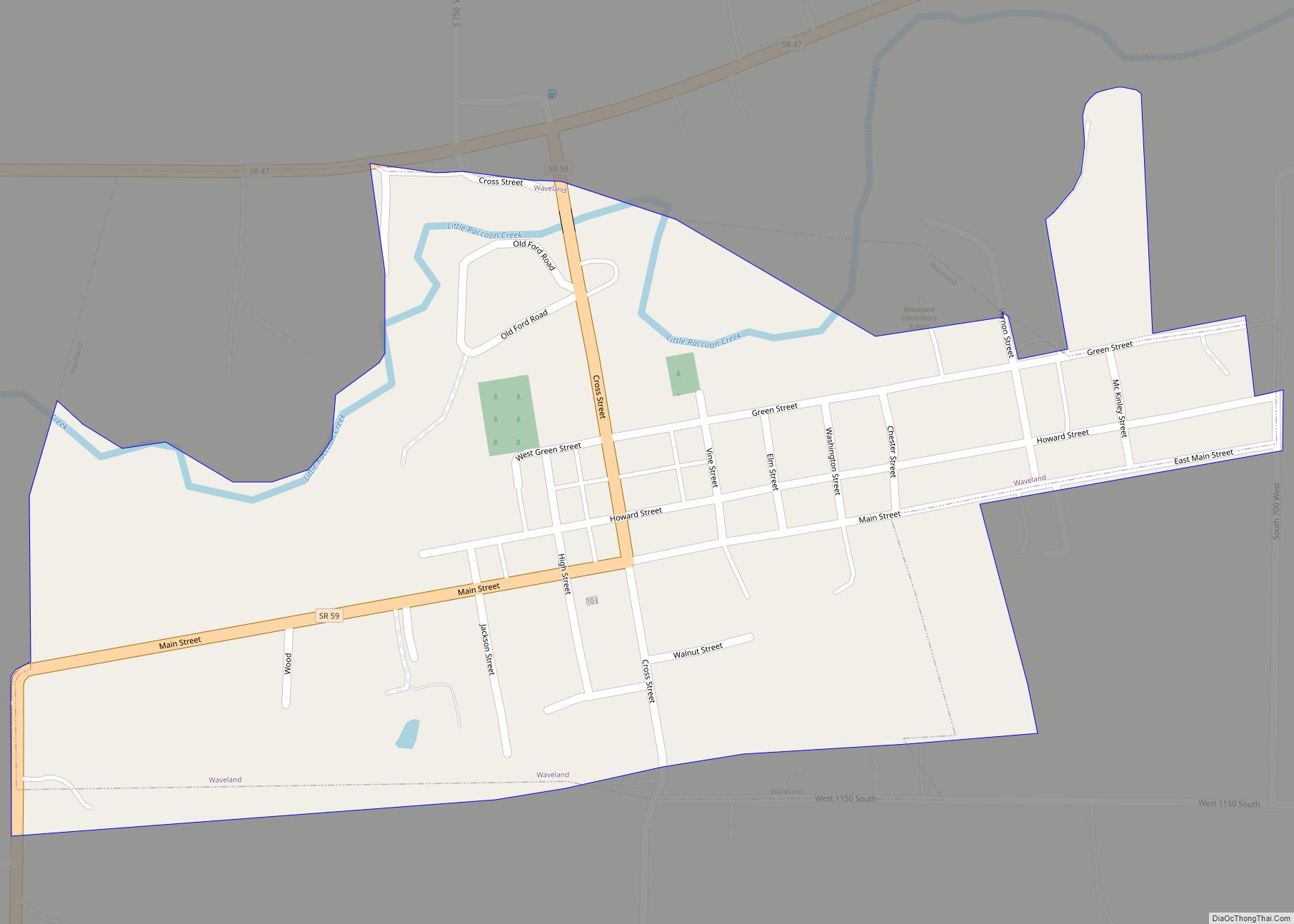 Map of Waveland town, Indiana