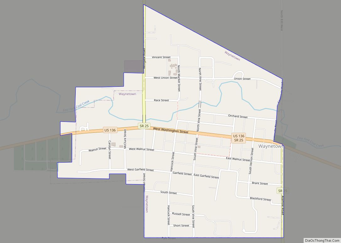 Map of Waynetown town