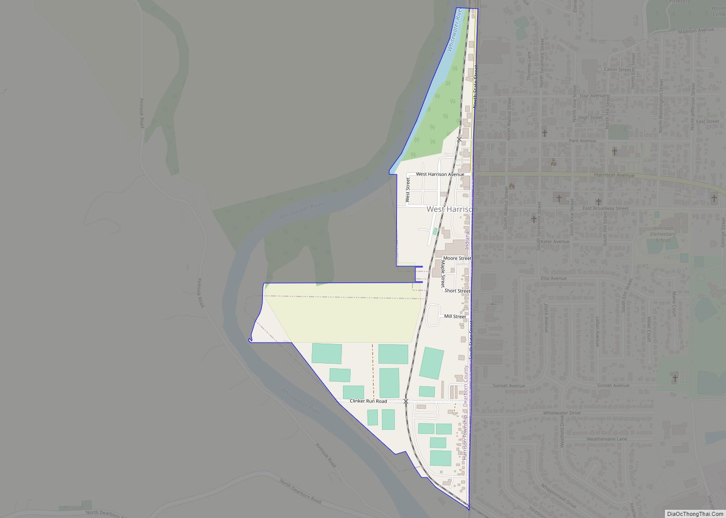 Map of West Harrison town