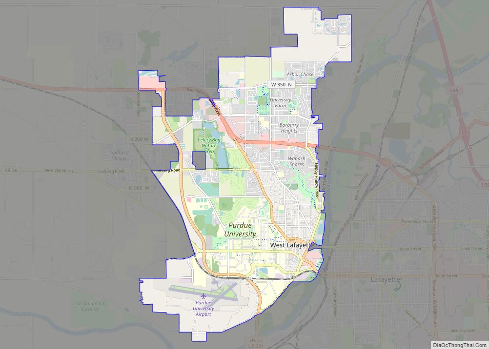 Map of West Lafayette city, Indiana