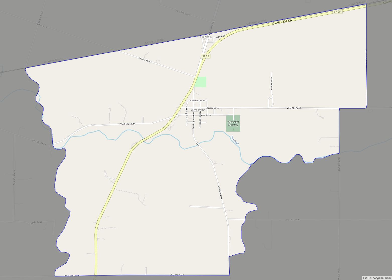 Map of West Point CDP, Indiana