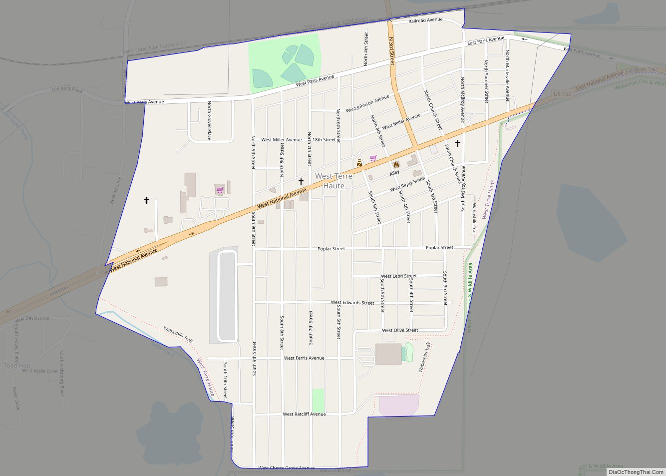 Map of West Terre Haute town