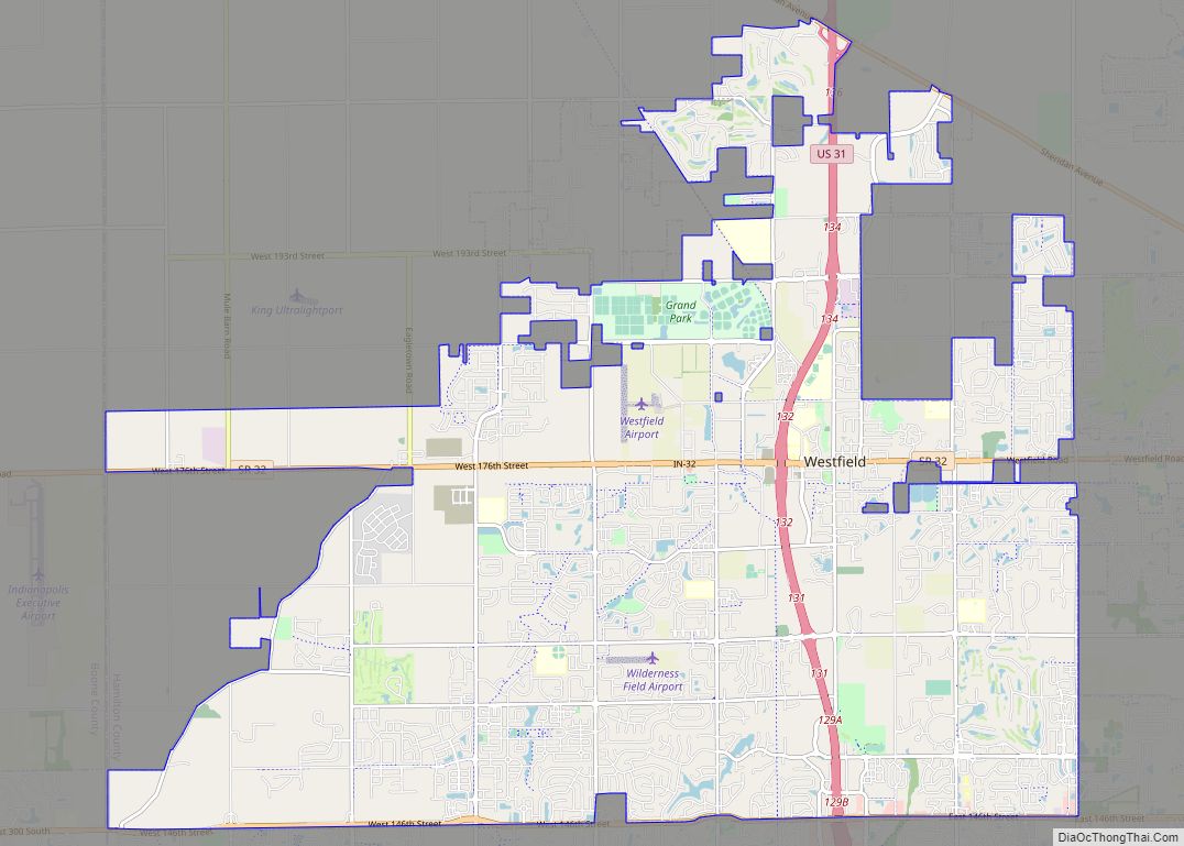 Map of Westfield city, Indiana