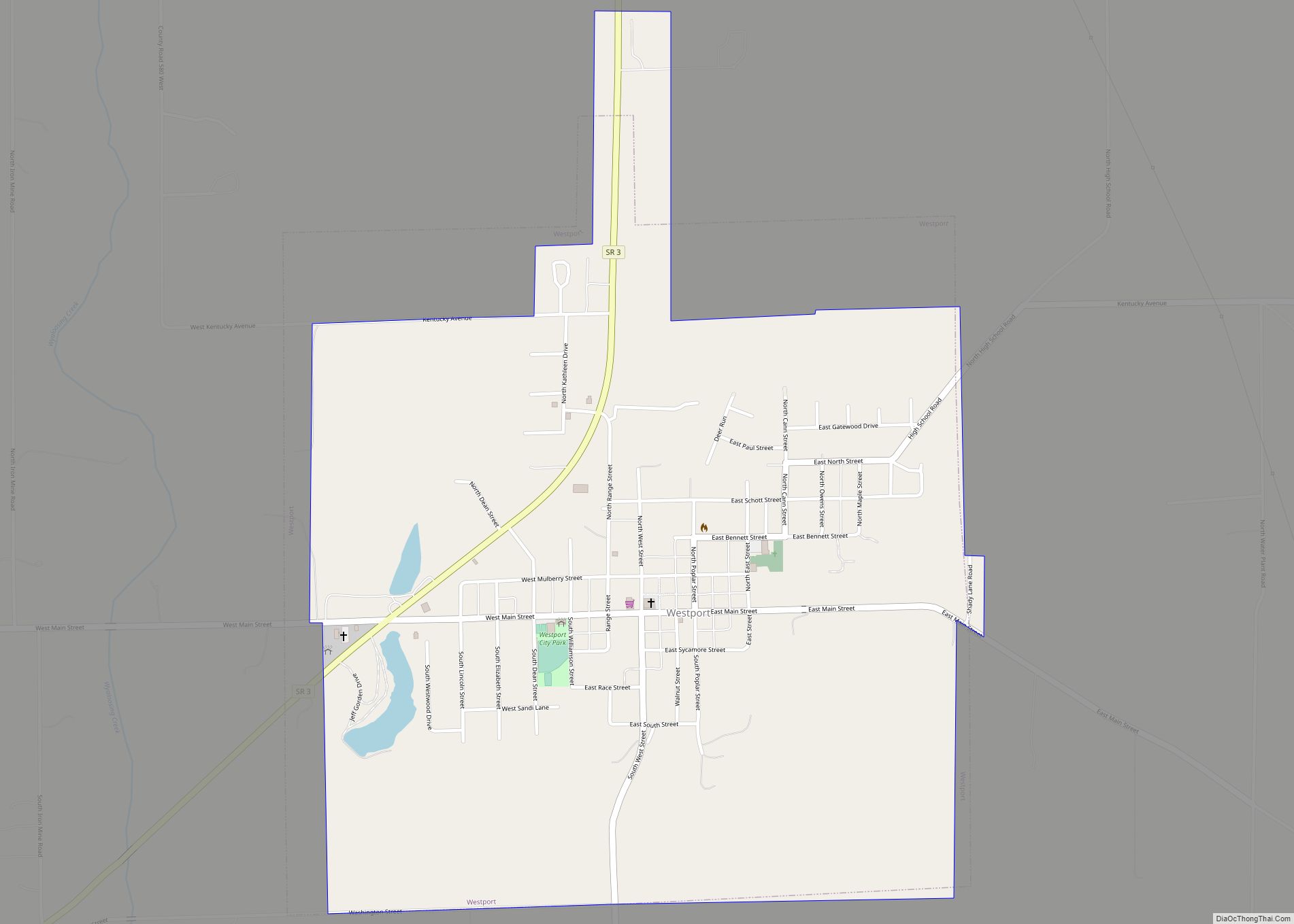 Map of Westport town, Indiana