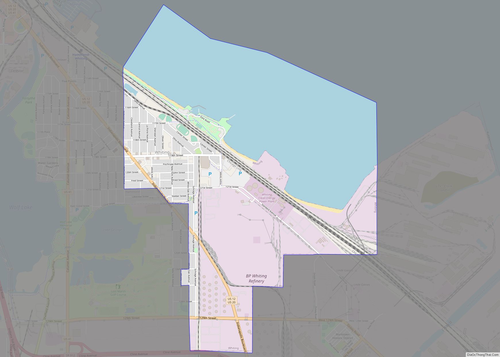 Map of Whiting city, Indiana