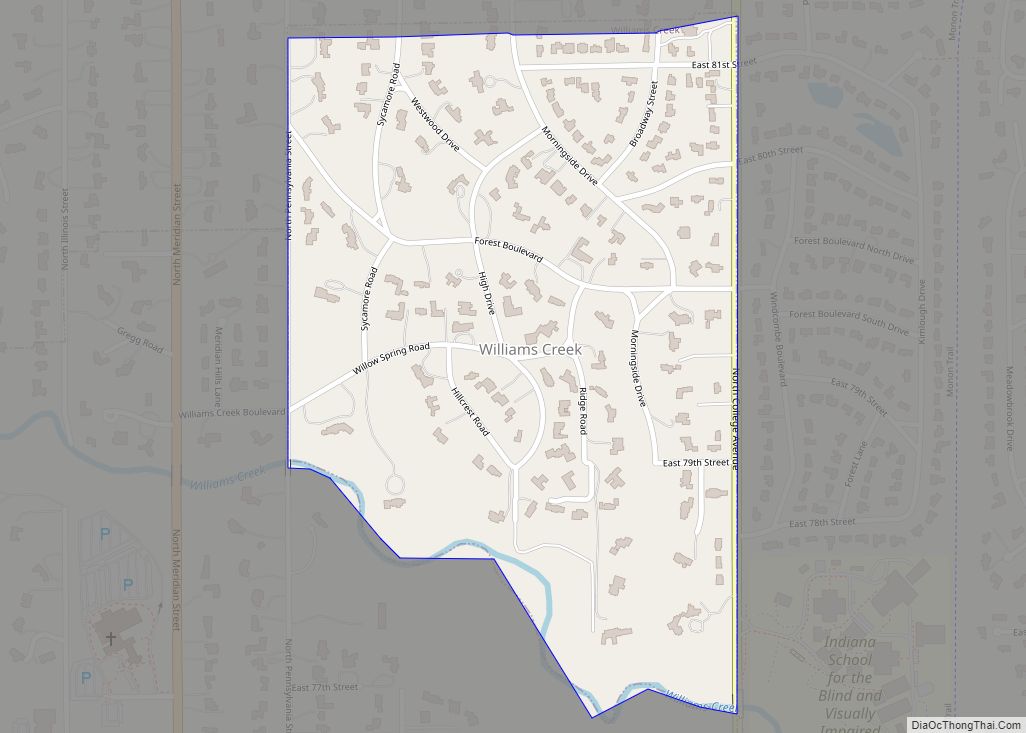 Map of Williams Creek town