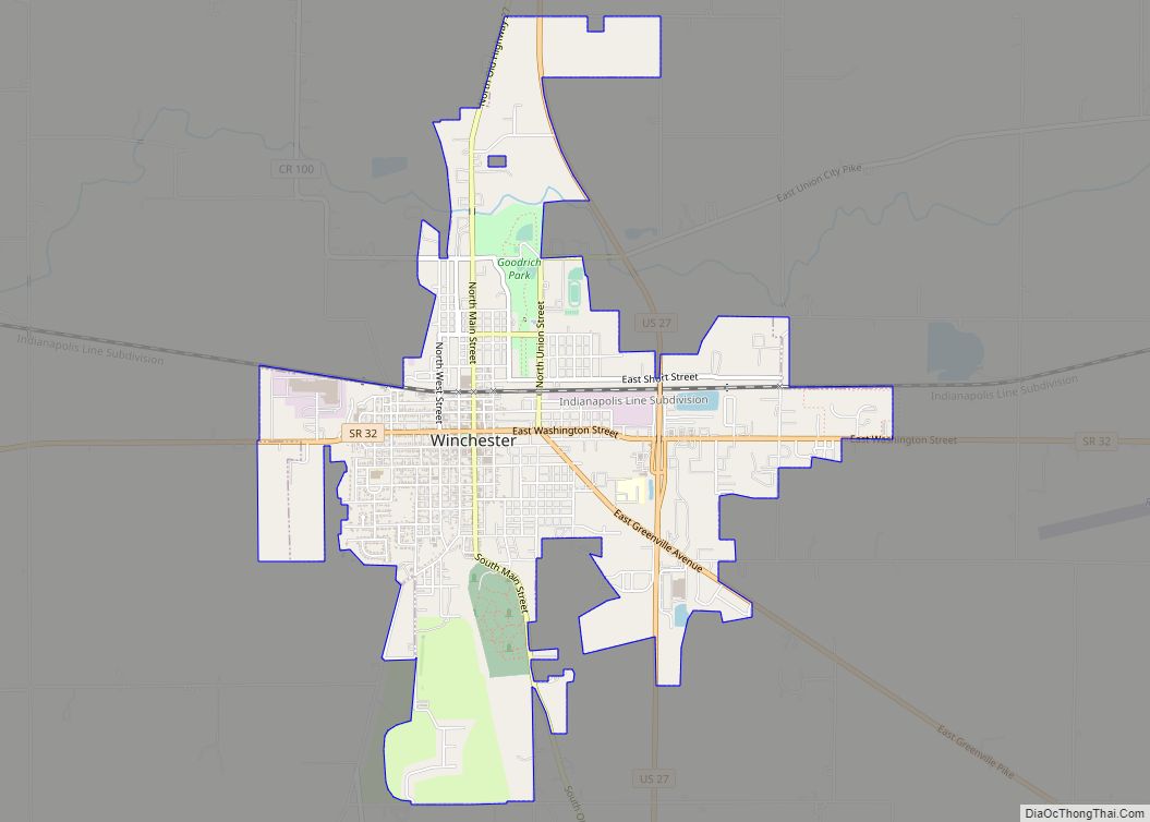 Map of Winchester city, Indiana