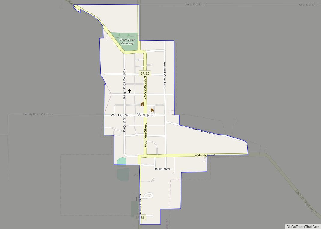 Map of Wingate town, Indiana