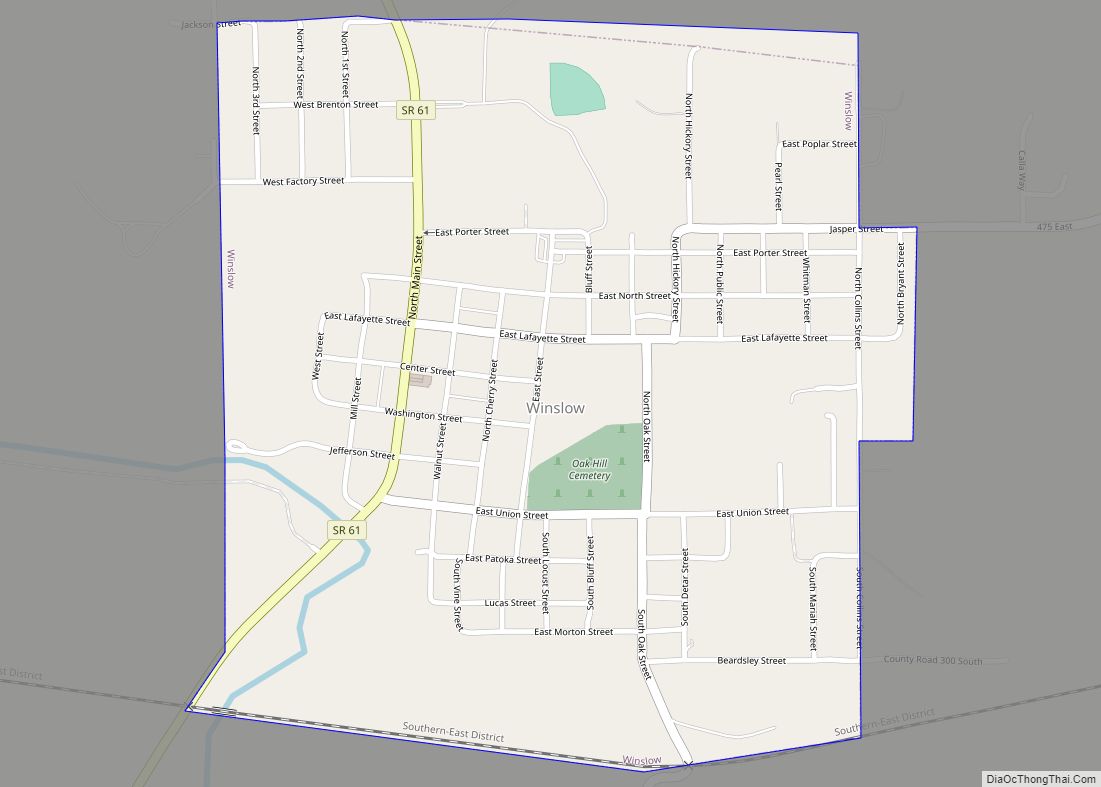 Map of Winslow town, Indiana