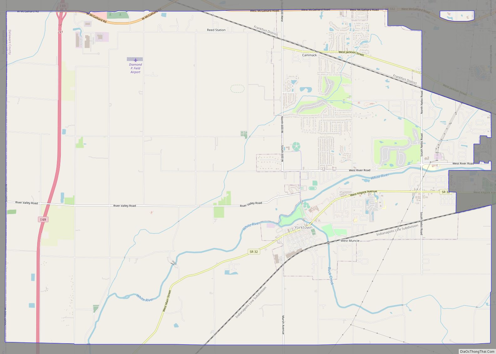 Map of Yorktown town, Indiana