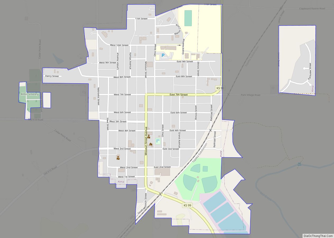 Map of Alma city, Kansas