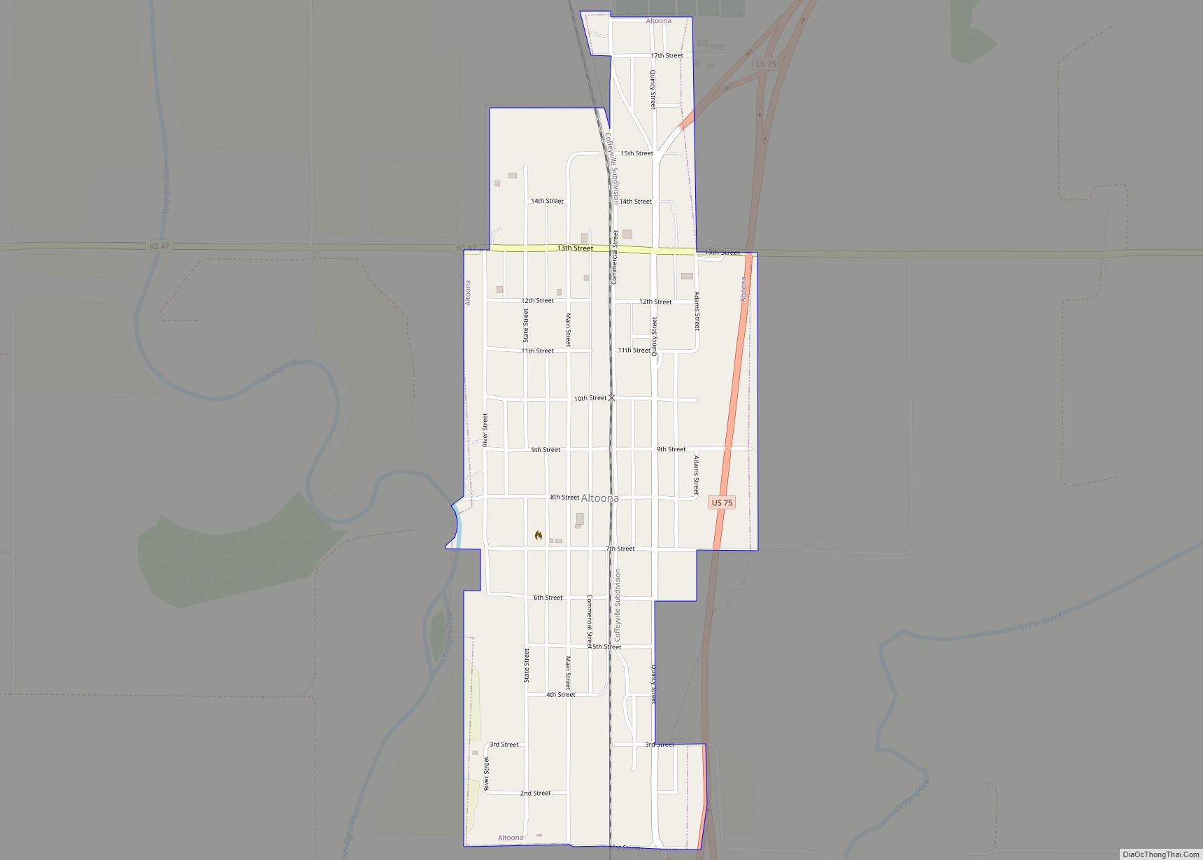 Map of Altoona city, Kansas