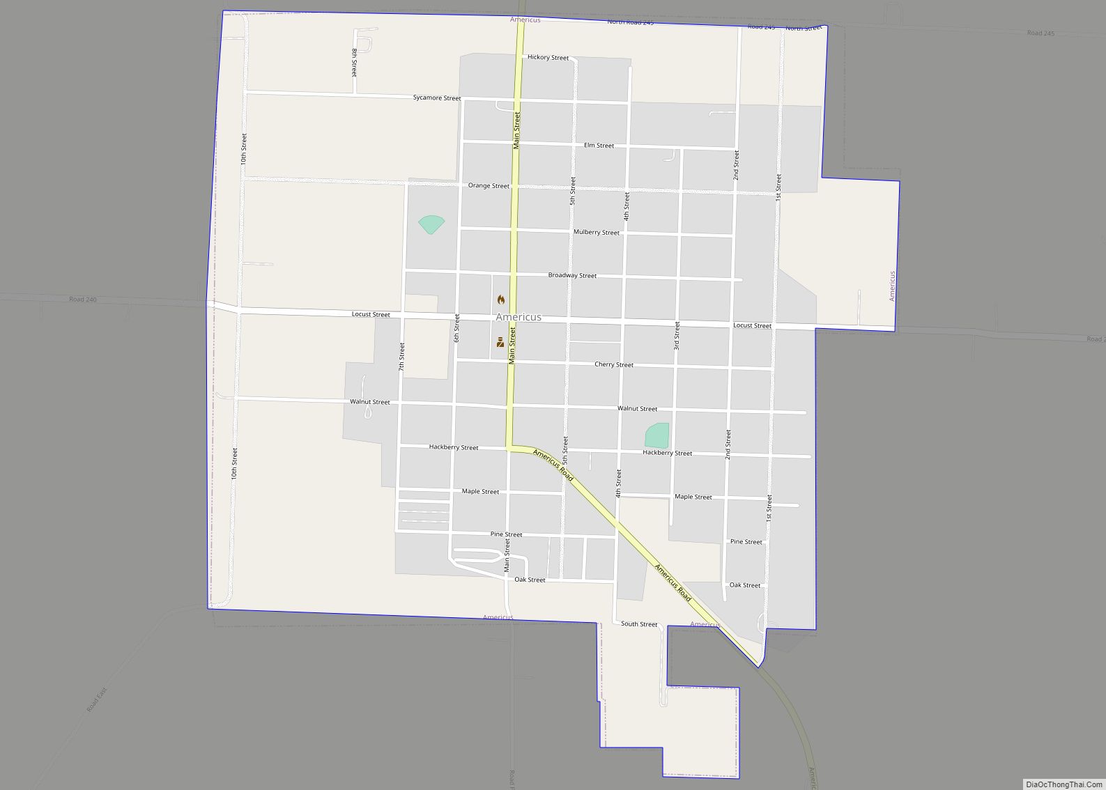 Map of Americus city, Kansas
