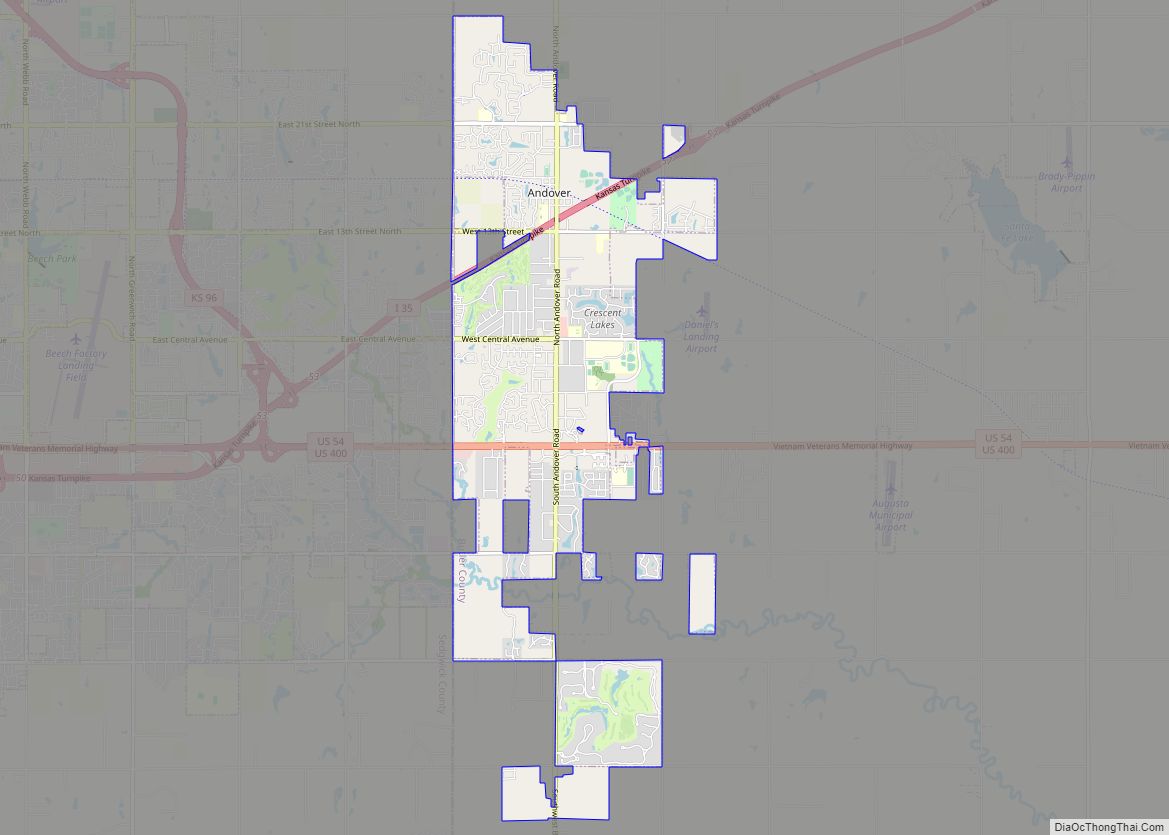Map of Andover city, Kansas
