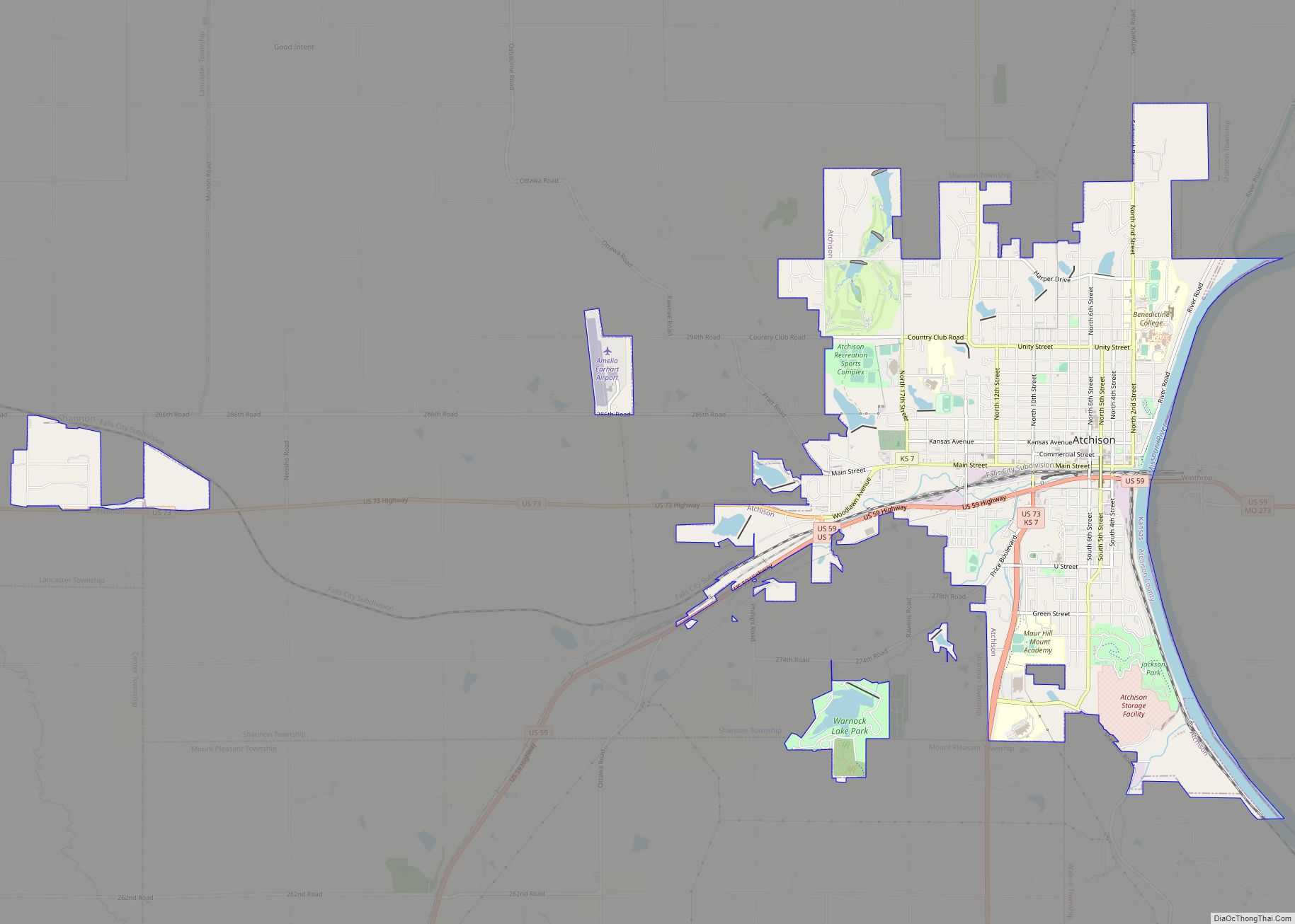 Map of Atchison city