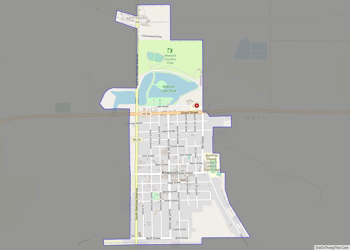Map of Atwood city, Kansas