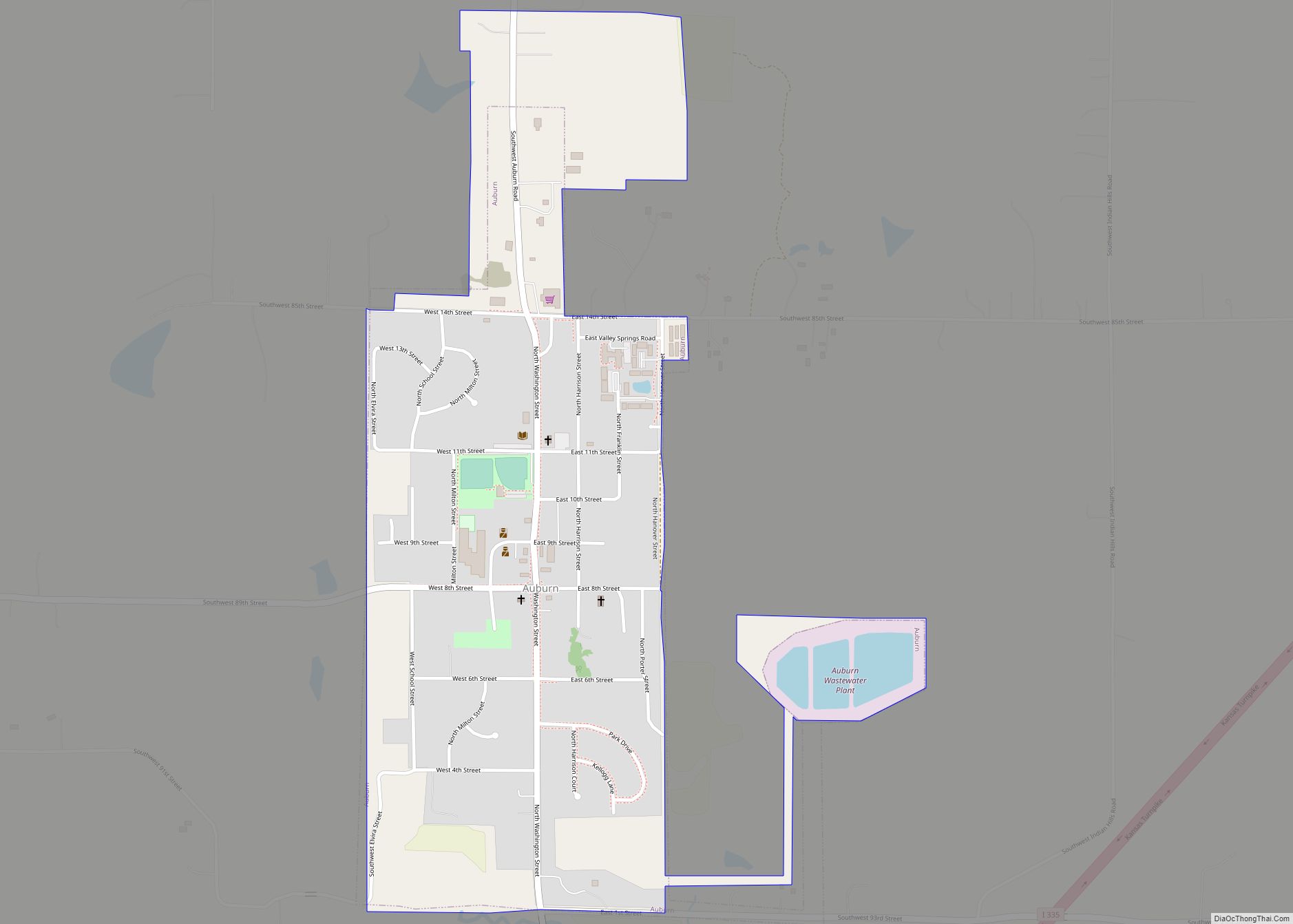 Map of Auburn city, Kansas
