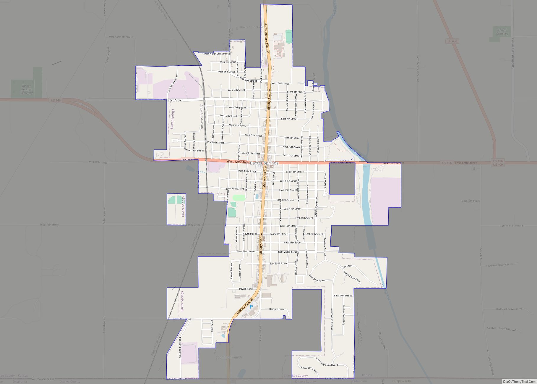 Map of Baxter Springs city
