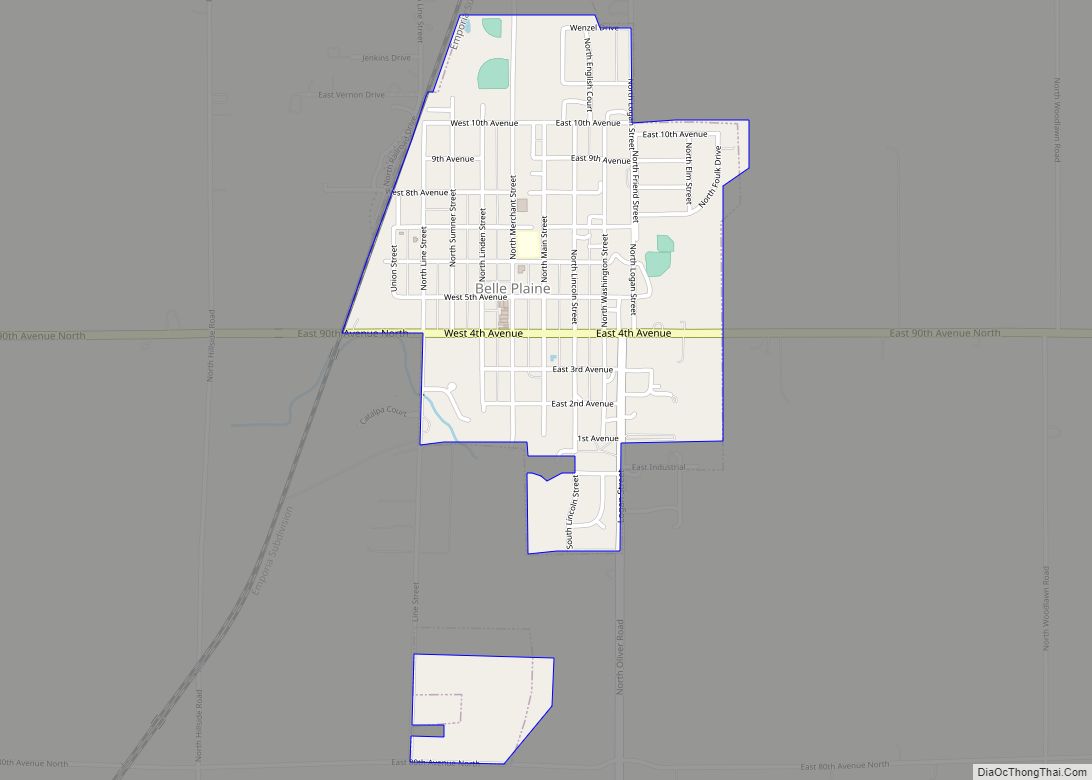 Map of Belle Plaine city, Kansas