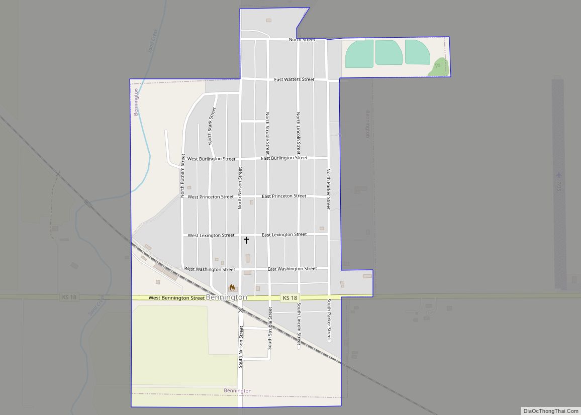 Map of Bennington city, Kansas