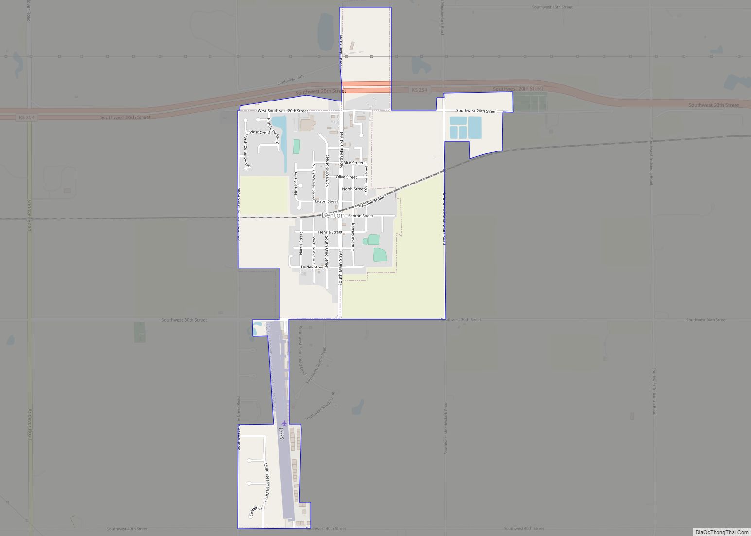 Map of Benton city, Kansas
