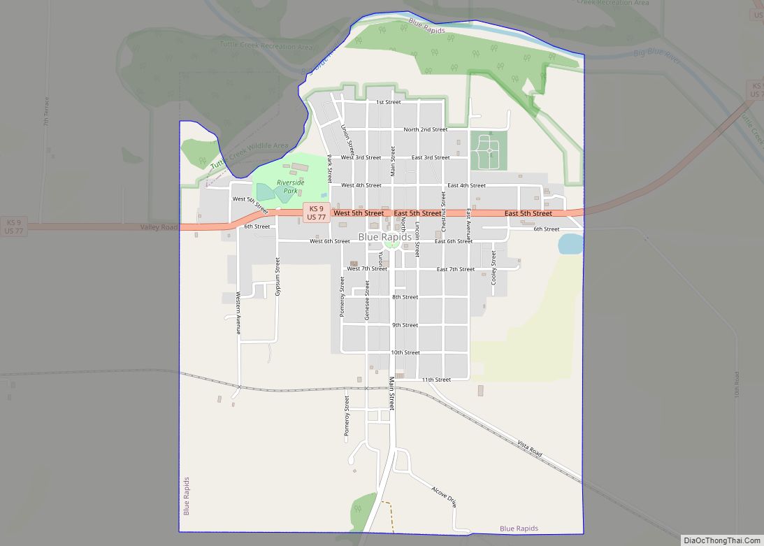Map of Blue Rapids city