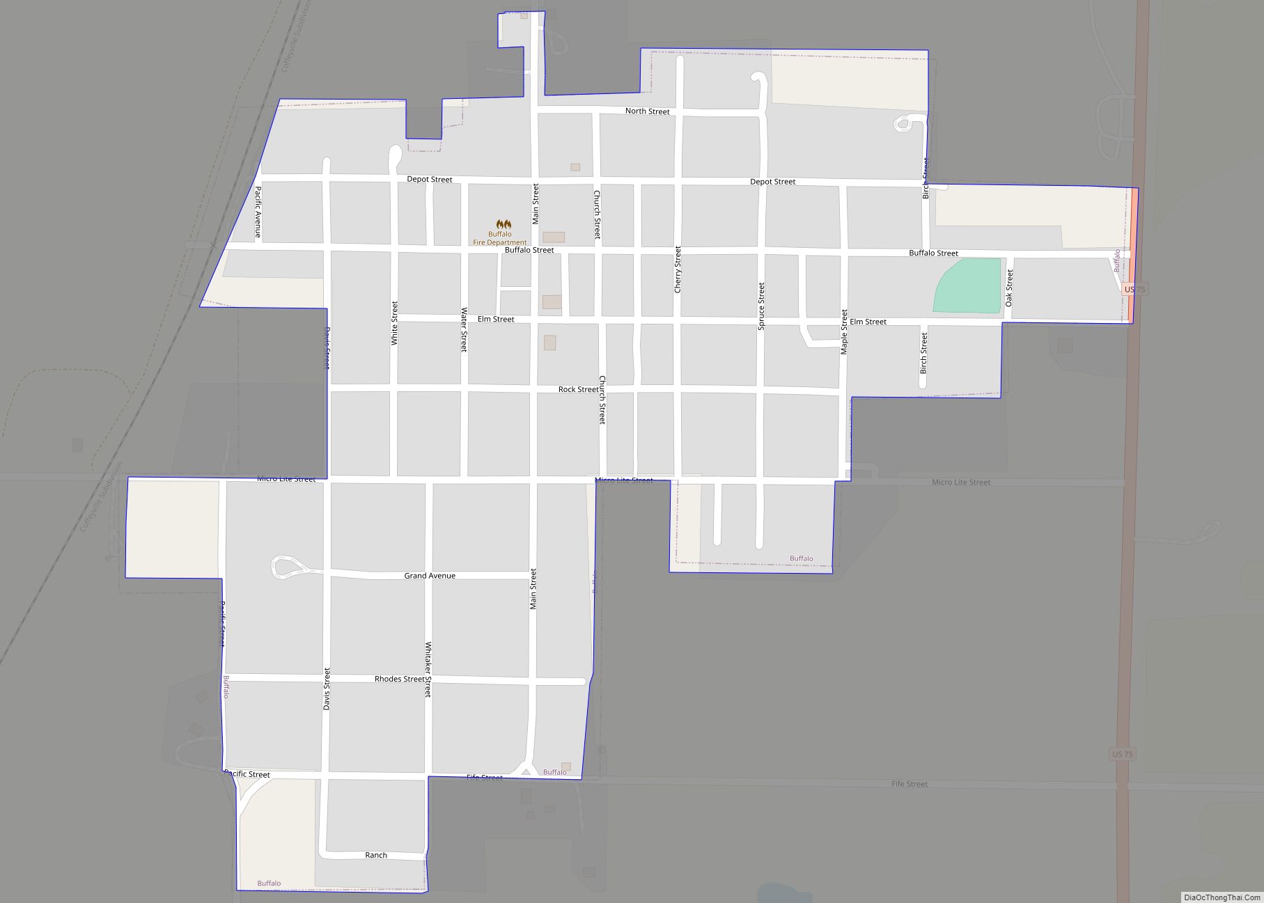 Map of Buffalo city, Kansas