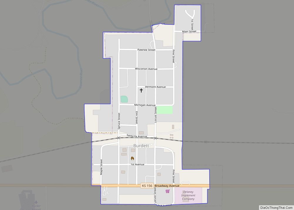 Map of Burdett city