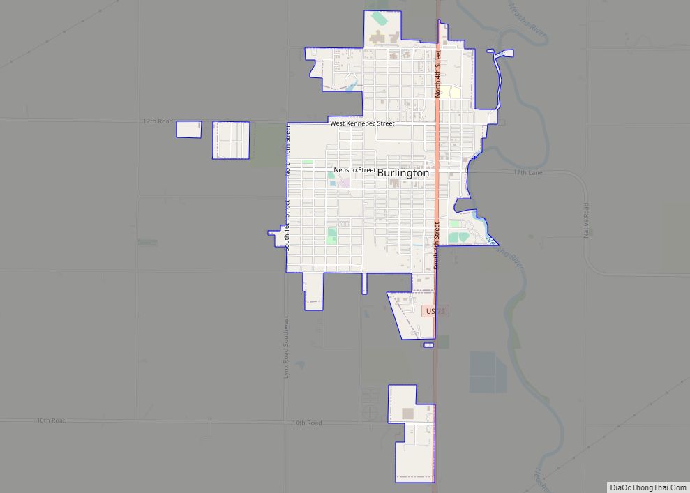Map of Burlington city, Kansas