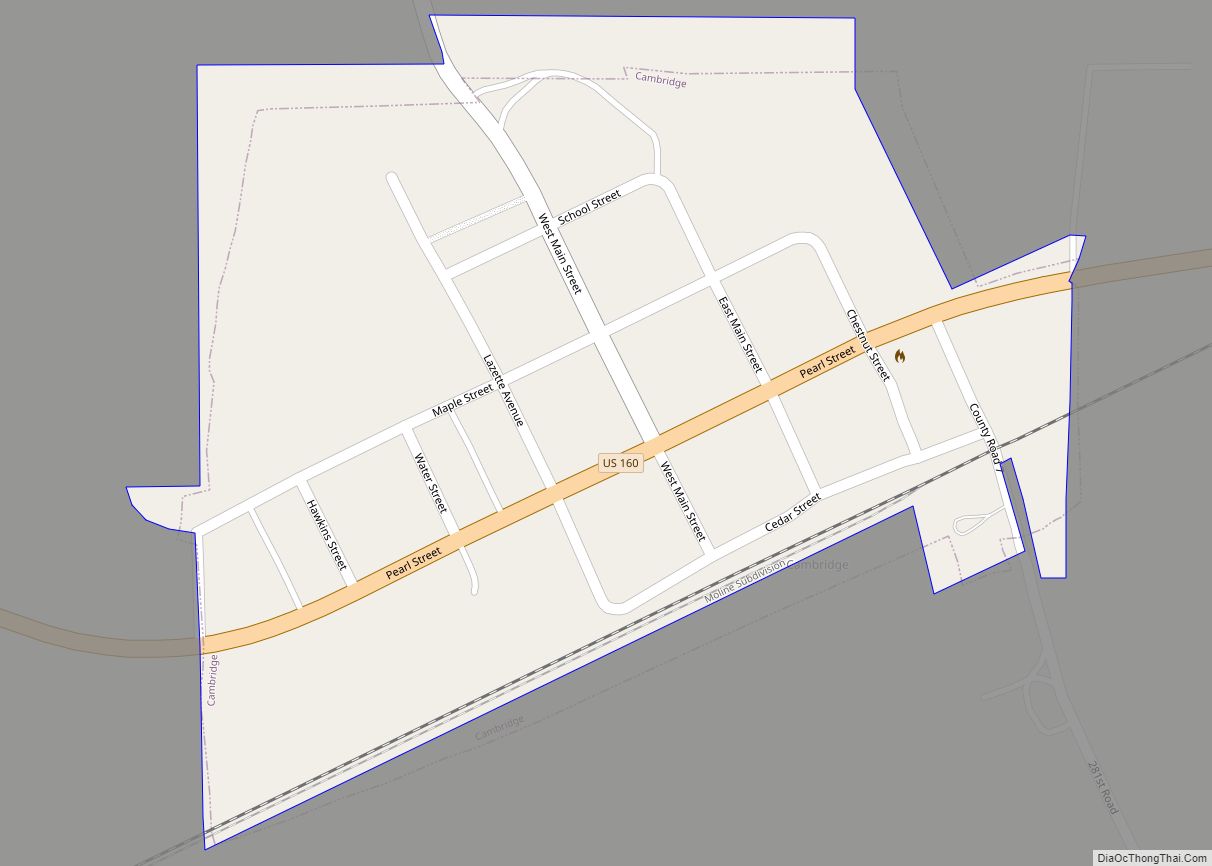 Map of Cambridge city, Kansas