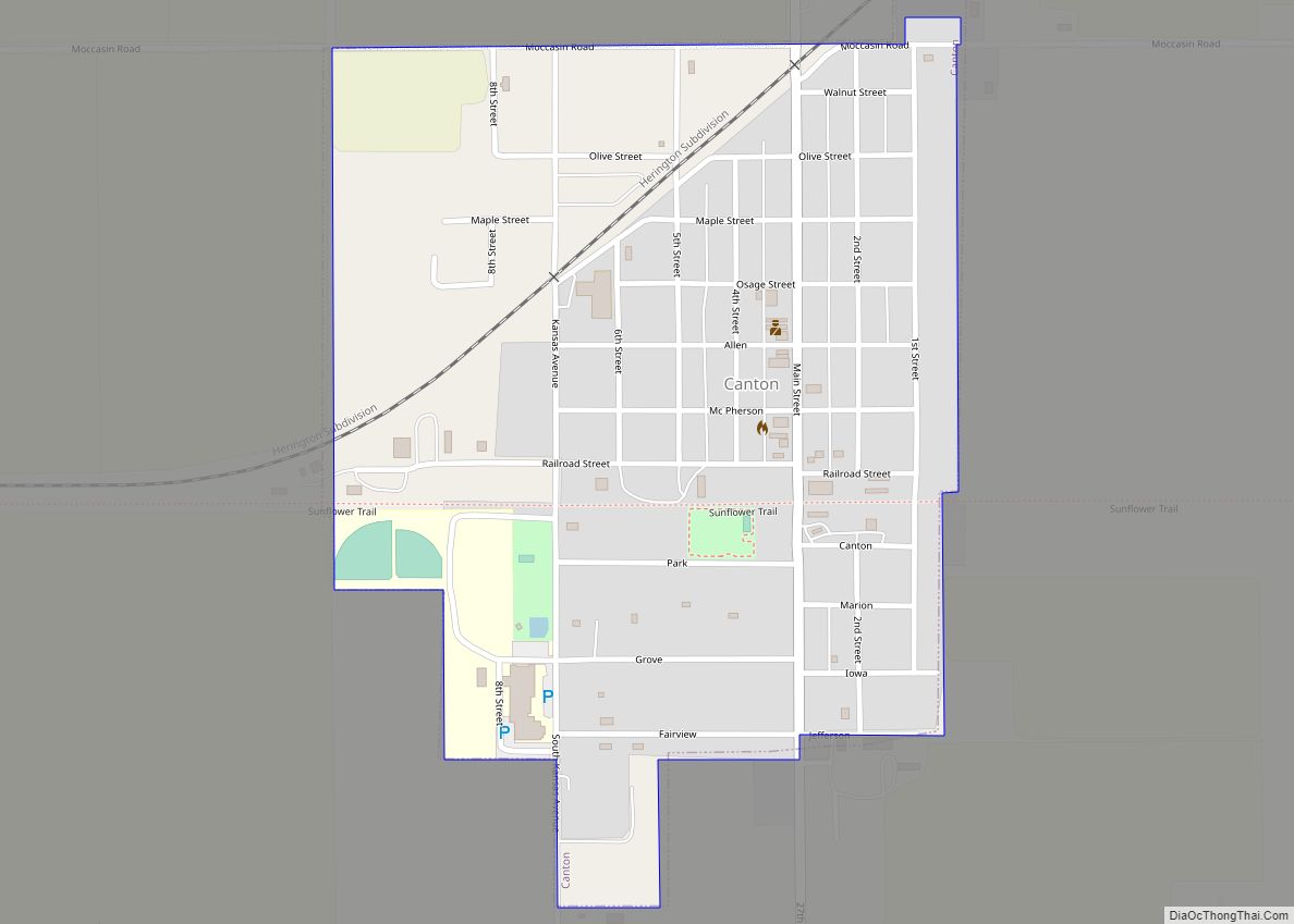 Map of Canton city, Kansas