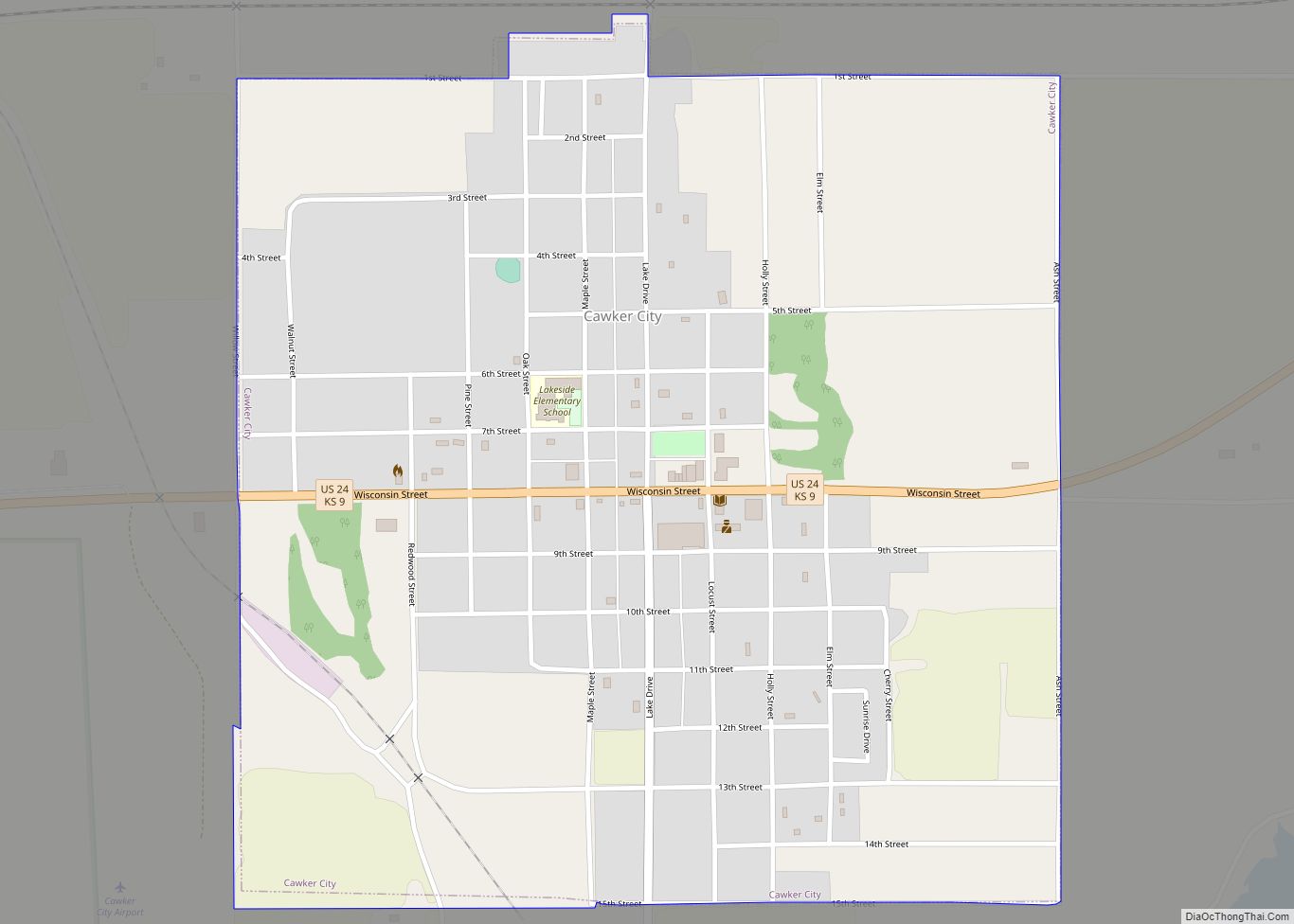 Map of Cawker City city