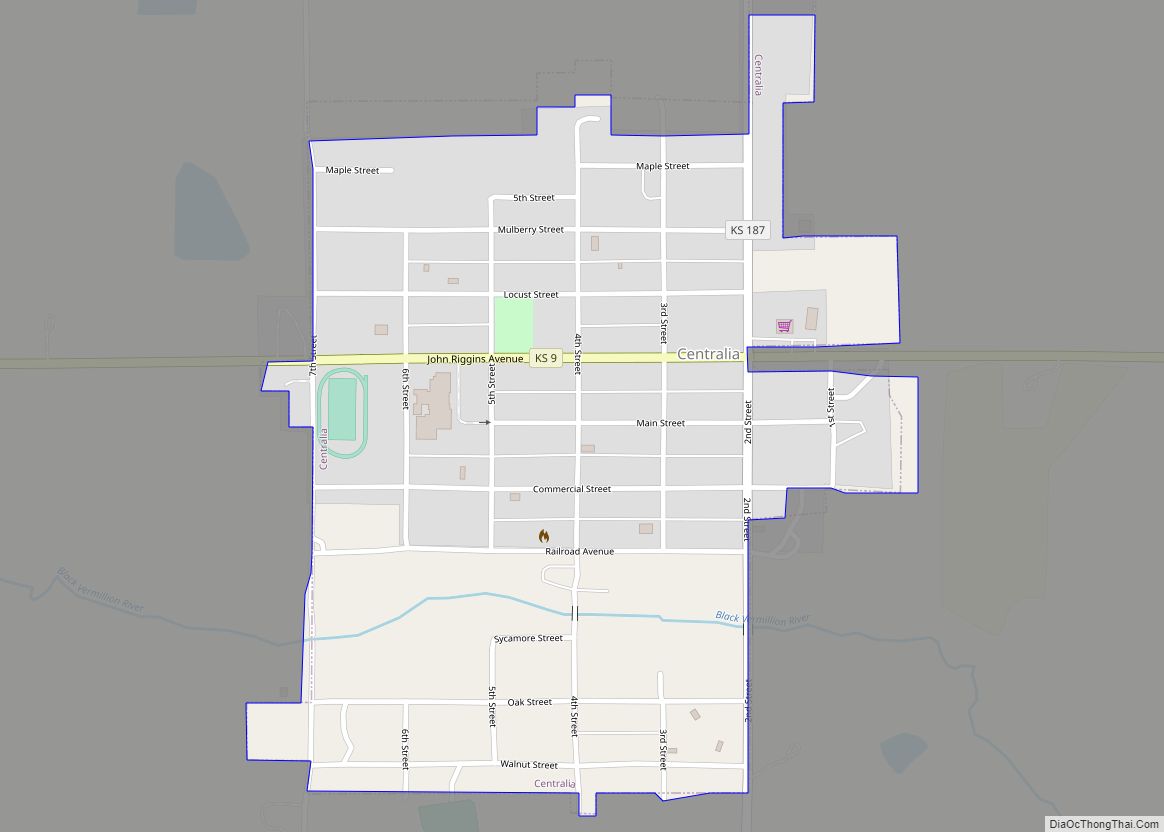 Map of Centralia city, Kansas